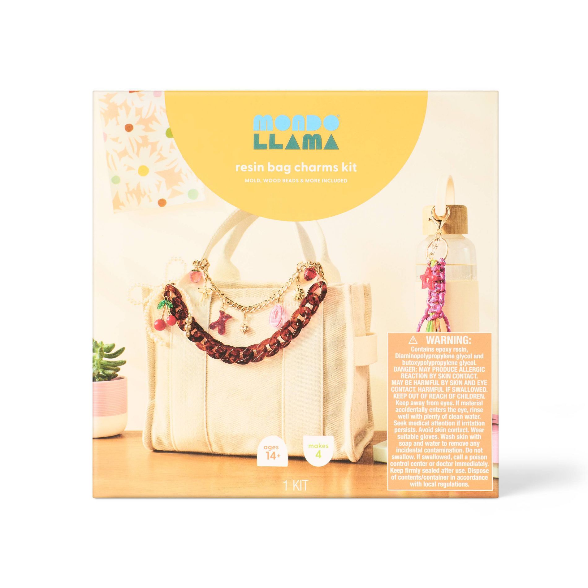 4pc Resin Bag Charms Craft Kit Gift - Mondo Llama™