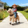 Qaba Ride on Horse for Kids 3-5 Years, 31.5 Inch Height Plush Riding Pony, Walking Horse Animal with Rolling Wheels for Active Play, Brown - 3 of 4