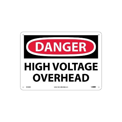 National Marker High Voltage Overhead 10X14 .040 Aluminum Danger Sign D553AB