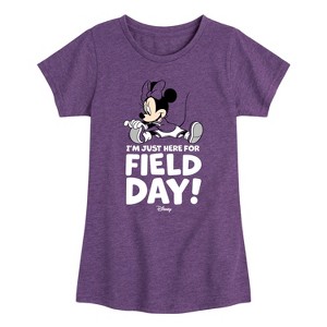 Girls' - Disney - Minnie Just Here For Field Day Fitted Short Sleeve Graphic T-Shirt - 1 of 4