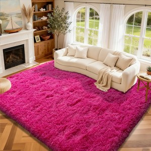 Blush Pink Shag Rug, Ultra Soft 1.7" Thick, Non-Slip, 100% Polyester, Modern Decor for Bedroom - 1 of 4