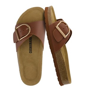 CUSHIONAIRE Leeds Sandals for Women, Slip On Big Buckle Slide Womens Sandals with Memory Foam Footbed, Comfortable Summer Footwear - 1 of 4