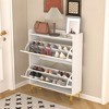 Shoe Cabinet with 2 Flip Drawers, Freestanding Hidden Shoe Rack, Shoe Organizer with Metal Legs, Shoe Storage Cabinet for Entryway Hallway - 2 of 4