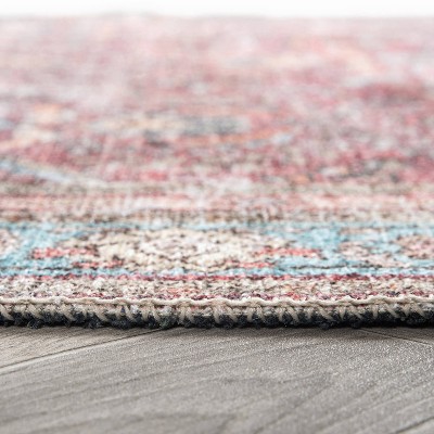 Vintage Red and Multi Flat Woven Washable Area Rug