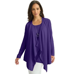 Jessica London Women's Plus Size Flyaway Cardigan - 1 of 4
