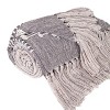 HomeRoots 50" X 60" Gray Woven Cotton Striped Throw Blanket with Tassels and Embroidery - 4 of 4