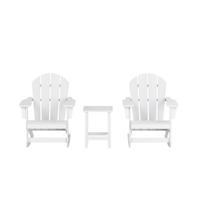 WestinTrends 3 Piece set Outdoor Patio Poly Adirondack rocking chairs with side table
