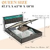AMERLIFE Lift Up Bed Frame with Linen Upholstered & LED Light & Storage Headboard - 2 of 3