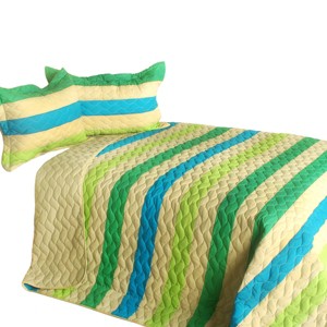 Slickblue Quilt Set Full/Queen with 2 Shams, Pre-Washed Reversible Design, Stripes Pattern, 5 Colors, 3 Piece - 1 of 4