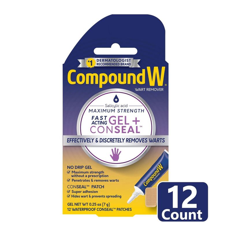 Compound W Maximum Strength Fast Acting Gel Wart Remover + ConSeal Patches - 0.25oz/12ct, 1 of 8