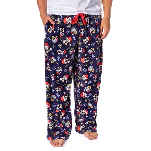 Disney Mickey Mouse Men s Santa Characters Minky Plush Fleece Pajama Pants lg Blue Target