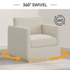 Vipbear Swivel Accent Chair, Velvet Swivel Bucket Chair, Wooden Base Swivel Club Chair, Upholstered Armchair, Reading Chair,Black/White/Beige/Brown - 3 of 4