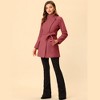 INSPIRE CHIC Women's Classic Stand Collar Long Sleeve Winter Belted Long Coat - 3 of 4