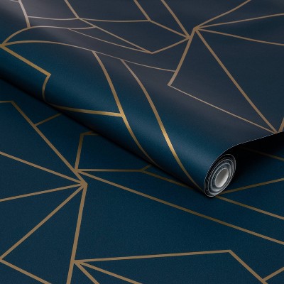 Facet Geometric Peel &#38; Stick Wallpaper Navy/Gold - Project 62&#8482;