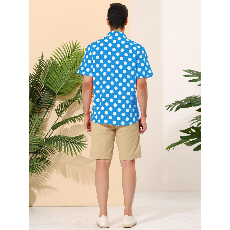 Lars Amadeus Men's Summer Polka Dots Button Down Short Sleeves Hawaiian Shirts, 5 of 7