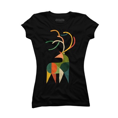 Junior's Design By Humans Geometric deer By radiomode T-Shirt