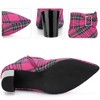 Perphy Women's Plaid Pointy Toe Rhinestone Bow Zipper Chunky Heels Ankle Boots - 3 of 3
