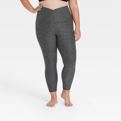 Women's Plus Size Contour Curvy Brushed Back Ultra High-Rise 7/8 Leggings 25" - All in Motion™ Dark Gray 1X