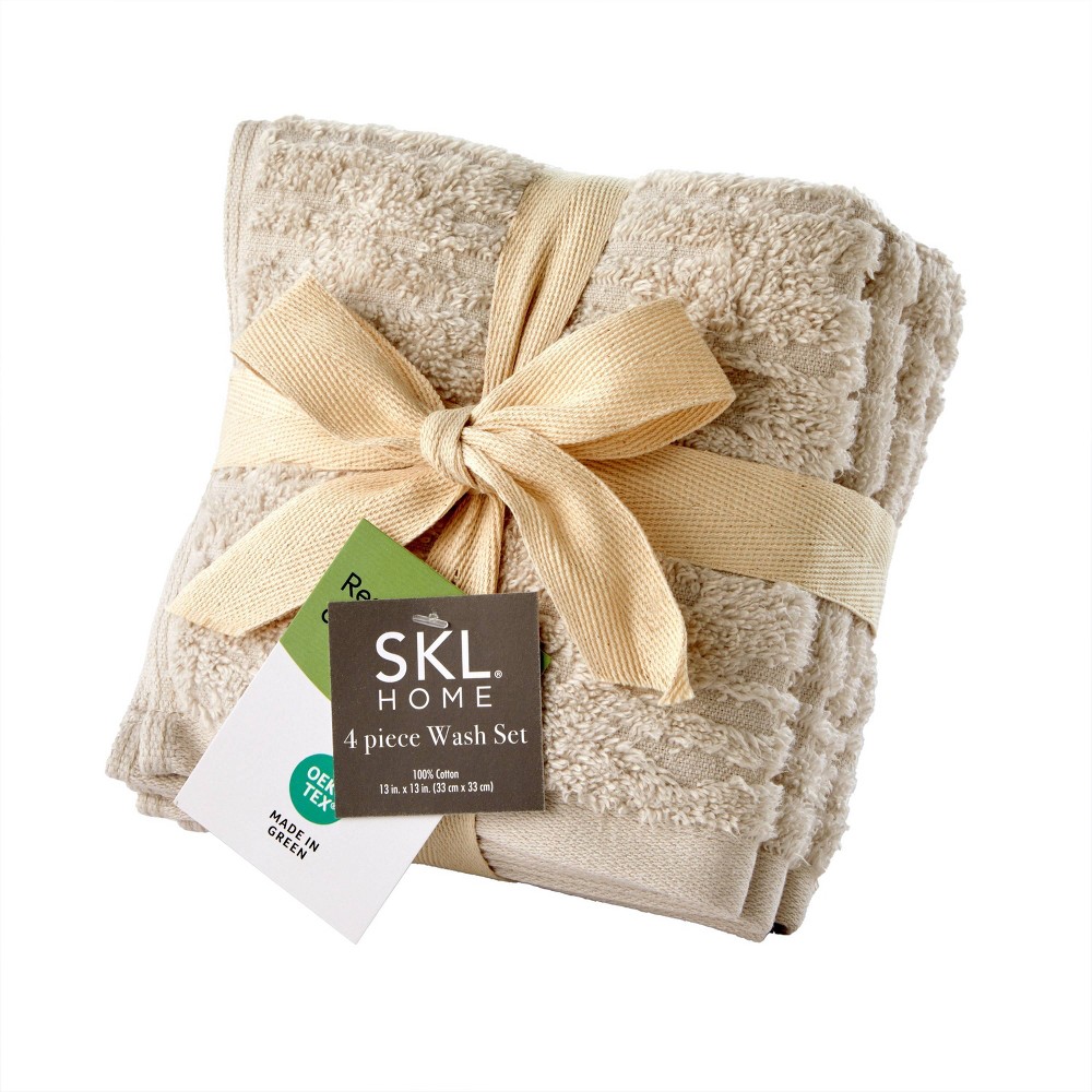 Photos - Towel SKL Home 4pc Cloud Soft Washcloth Set Oatmeal
