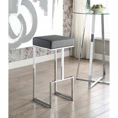 Sleek 31" Dark Gray Vegan Leather and Chrome Bar Stool