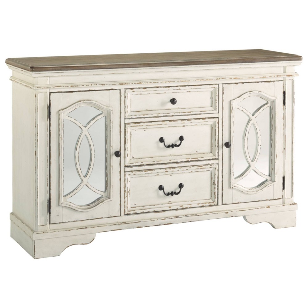 Signature Design by Ashley D743-60 Realyn Dining Room Server, Chipped White