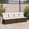 vidaXL Garden Sofa Set Brown, Cream White - 3 of 4