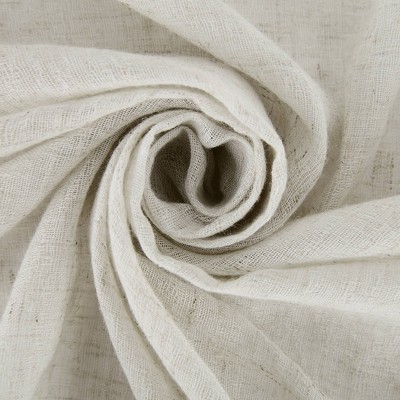 Ecru Sheer Linen Polyester Rod Pocket Curtain Panel