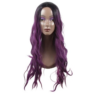 Unique Bargains Women's Lady Curly Human Hair Wigs 28" with Wig Cap - 1 of 4