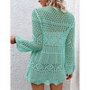 Coolmee Women's Cardigan Tie Front Shrug Midweight Knit Hollow Out Long Sleeve Cardigan - 2 of 4