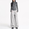 Clotth Womens Pinstripe Pleated Pants - Mid-rise Loose Straight Legs Fit with Pockets, Wide-Leg Streetwear Pants for Women & Men - 4 of 4