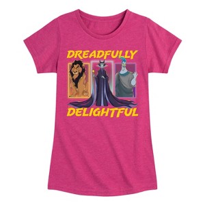 Girls' - Disney Villains - Dreadlfully Delightful Scar Maleficent Hades Fitted Short Sleeve Graphic T-Shirt - 1 of 4