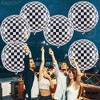KatchOn, Black and White Checkered Balloons - 22 Inch, Pack of 6 | 4D Checker Balloons, Racing Balloons for Emo Party Decor - 4 of 4