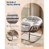 Outdoor Rocking Chair, Oversized Wicker Lounge Chair with Cushion and Metal Frame, Patio Rattan Egg Rocker for Balcony Backyard Porch Bedroom, White - 3 of 4