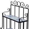 vidaXL Plant Stand Blue and white mosaic Iron frame and ceramic tile - 4 of 4