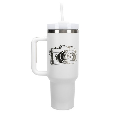 Elanze Designs Old Fashioned Vintage Film Camera 40 oz. Stainless Steel, Large Water Bottle Coffee Mug, Spill & Leak Resistant, Thermal Travel Tumbler