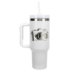 Elanze Designs Old Fashioned Vintage Film Camera 40 oz. Stainless Steel, Large Water Bottle Coffee Mug, Spill & Leak Resistant, Thermal Travel Tumbler - 1 of 1