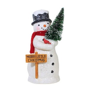 Ganz 8.5 Inch Merry Little Christmas Snowman Red Bird Sisal Tree Snowman Figurines - 1 of 3
