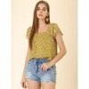 INSPIRE CHIC Women's Chiffon Ruffle Sleeve Square Neck Floral Print Blouse - 2 of 4