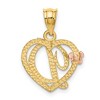Black Bow Jewelry 14k Two Tone Gold Grace Collection 15mm Heart Initial D Pendant - 3 of 4