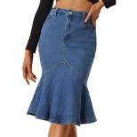 Allegra K Women's High Waist Bodycon Ruffles Fishtail Jean Skirt