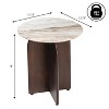 JONATHAN Y Naomi 18" Rustic Minimalist Marble/Wood X-Base Accent Table - 4 of 4