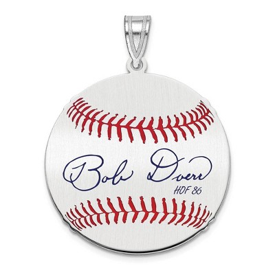 Black Bow Jewelry Sterling Silver Bobby Doerr Signature MD Enamel Baseball Pendant