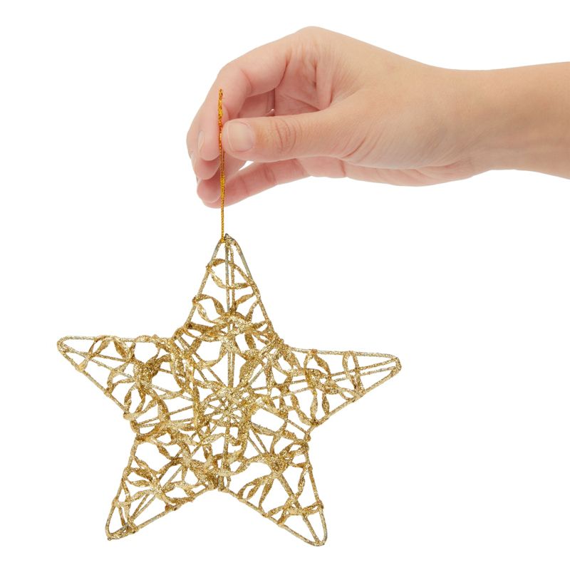 Juvale 24 Pack Gold Star Ornaments for Christmas Tree, Bulk Holiday Decorations, 6 Inches, 4 of 8
