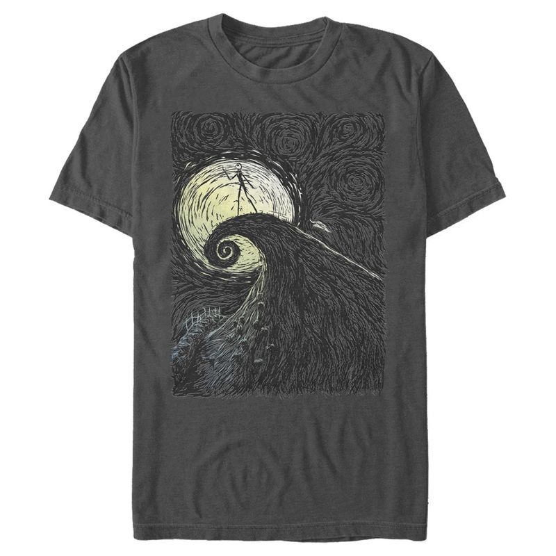 Men's The Nightmare Before Christmas Jack Skellington Spiral Hill Painting T-Shirt, 1 of 6