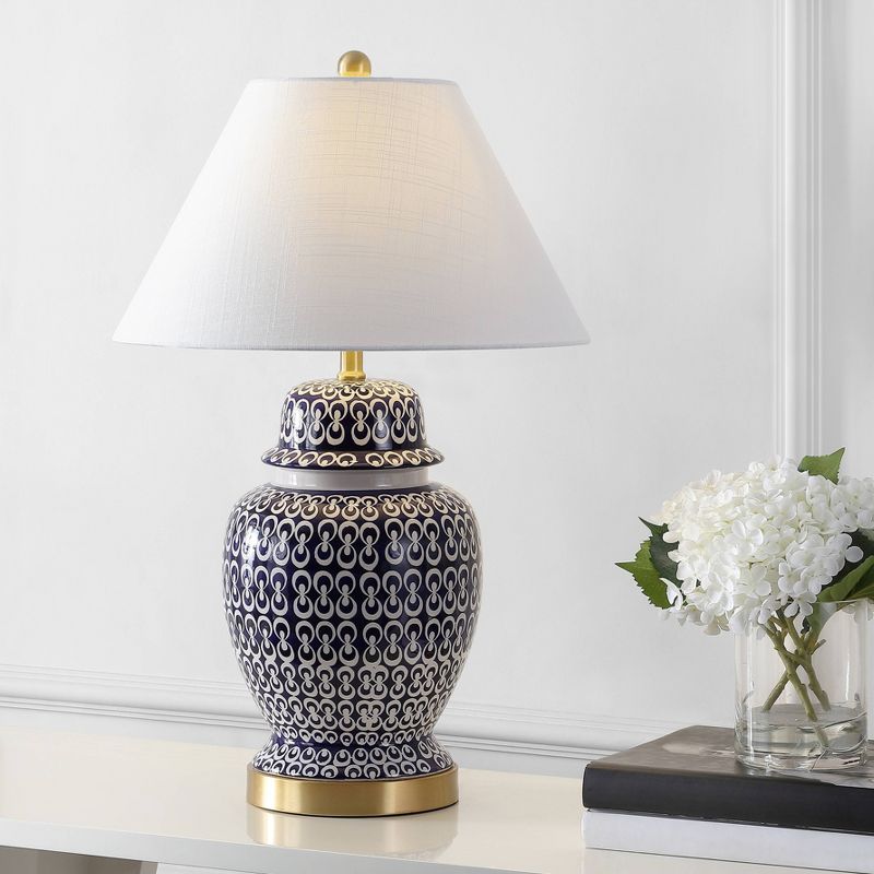 28.5&#34; Ceramic/Iron Coastal Modern Table Lamp Blue/White (Includes LED Light Bulb) - JONATHAN Y, 3 of 5