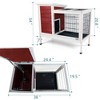 Lyngins 2-Tier Cedar Wood Rabbit Hutch, Indoor/Outdoor Rabbit Cage with Runway and Leak-Proof Plastic Tray, Multi-Entrance Small Animal Cage, Red - 2 of 4