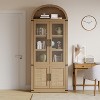 Arched Bookcase with Doors Tall Bookshelf Display Storage Shelves 71.4in Deep Wooden Cabinet Farmhouse Bookcases - 3 of 4