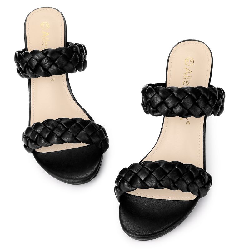 Allegra K Women's Braided Heeled Slip-on Chunky Heel Slide Sandals, 2 of 7