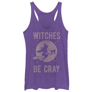 Women's CHIN UP Halloween Witches Be Cray Racerback Tank Top - 1 of 3