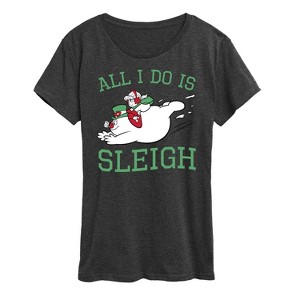 Women's - Frosty The Snowman - Christmas All I Do Is Sleigh Short Sleeve Graphic T-Shirt - 1 of 4